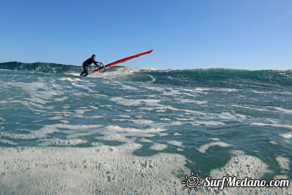 Wave windsurfing at El Cabezo in El Medano Tenerife 02-01-2018 Tenerife