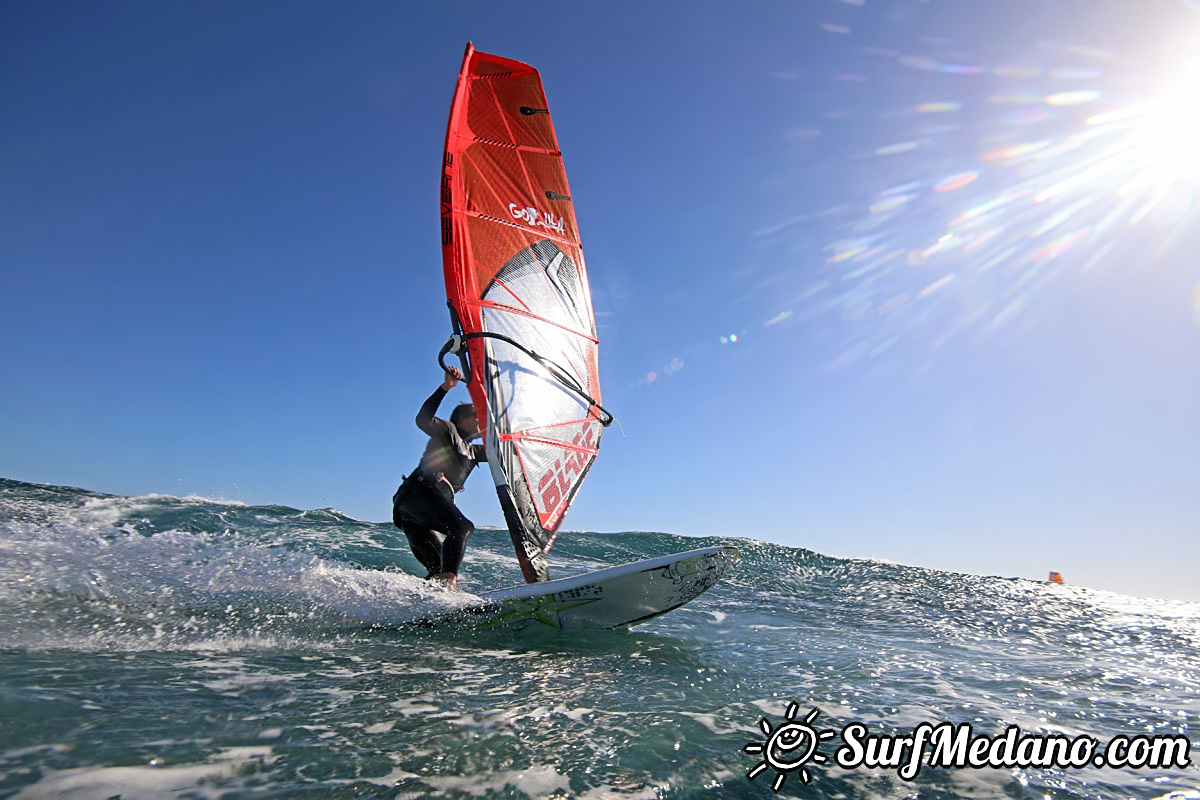 Wave windsurfing at El Cabezo in El Medano Tenerife 02-01-2018 Tenerife