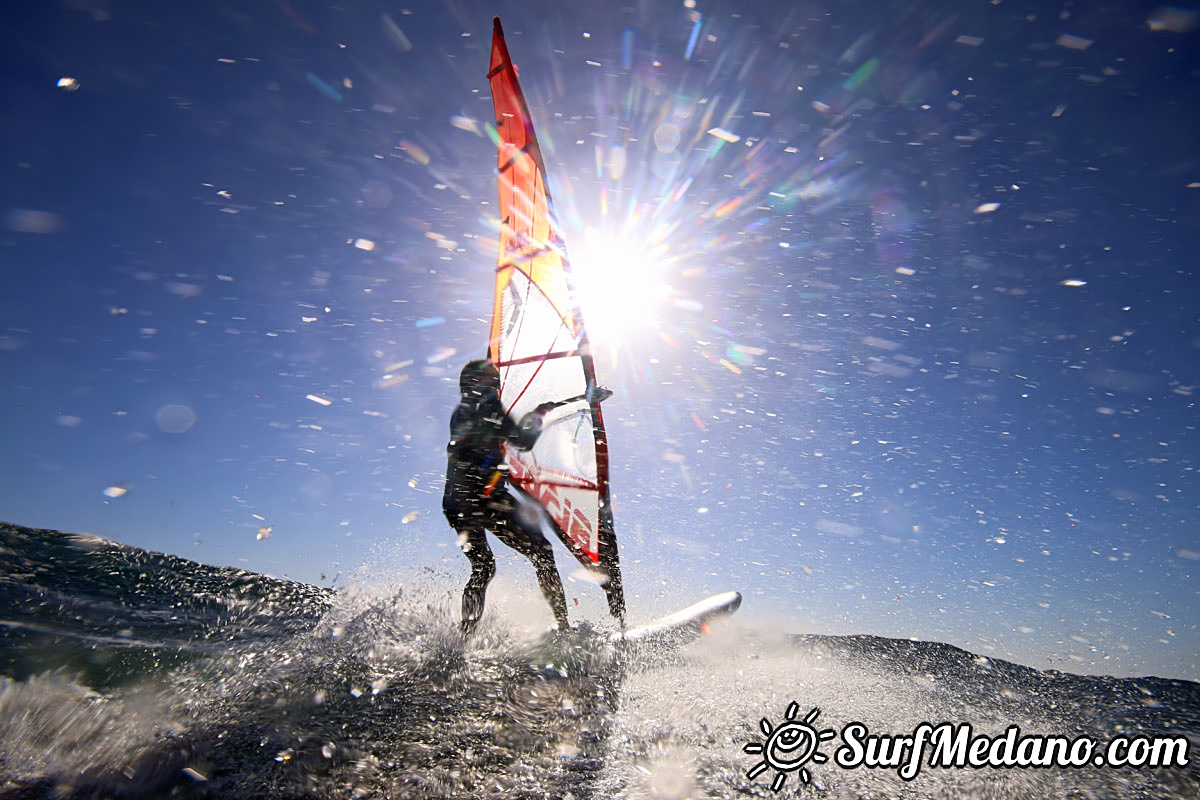 Wave windsurfing at El Cabezo in El Medano Tenerife 02-01-2018 Tenerife