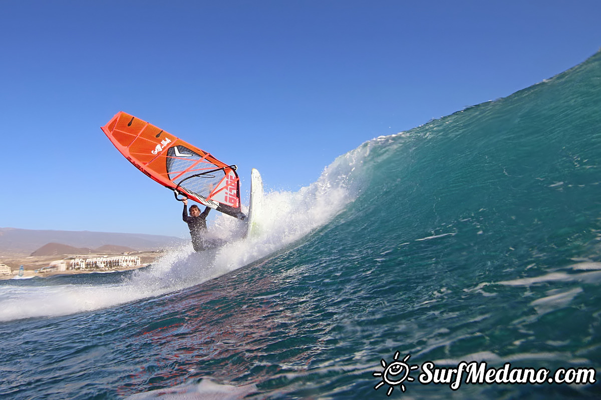 Wave windsurfing at El Cabezo in El Medano Tenerife 02-01-2018 Tenerife