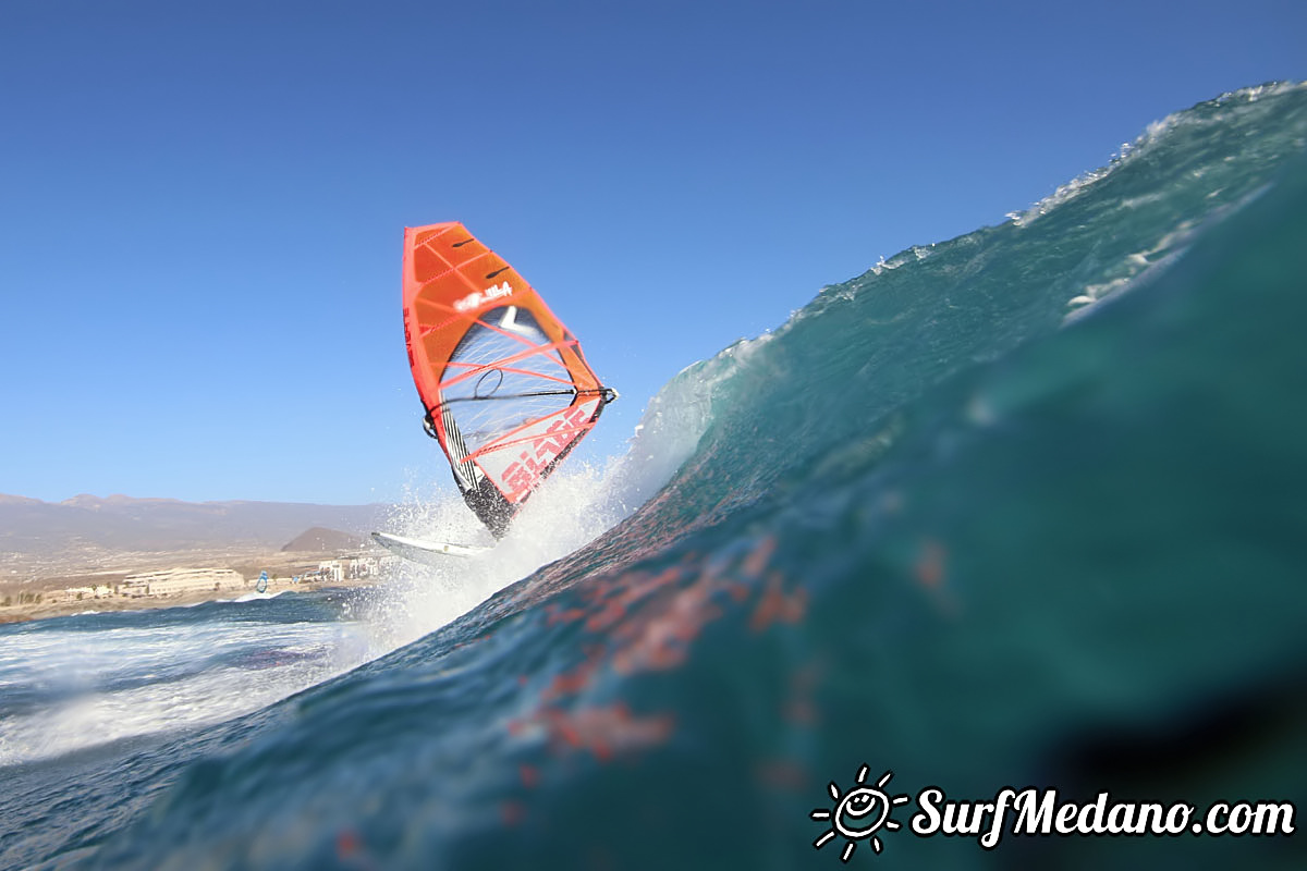 Wave windsurfing at El Cabezo in El Medano Tenerife 02-01-2018 Tenerife