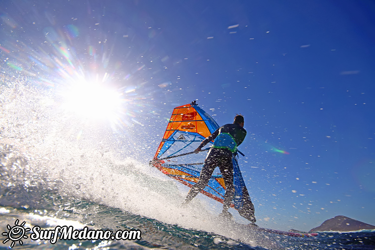 Wave windsurfing at El Cabezo in El Medano Tenerife 02-01-2018 Tenerife