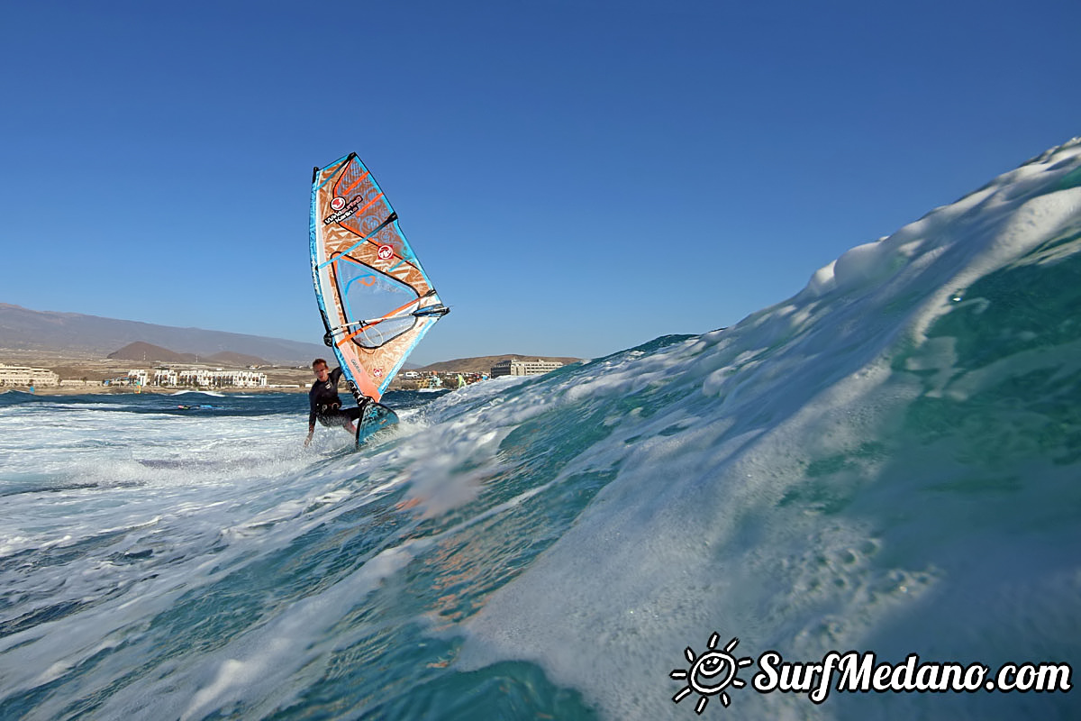 Wave windsurfing at El Cabezo in El Medano Tenerife 02-01-2018 Tenerife