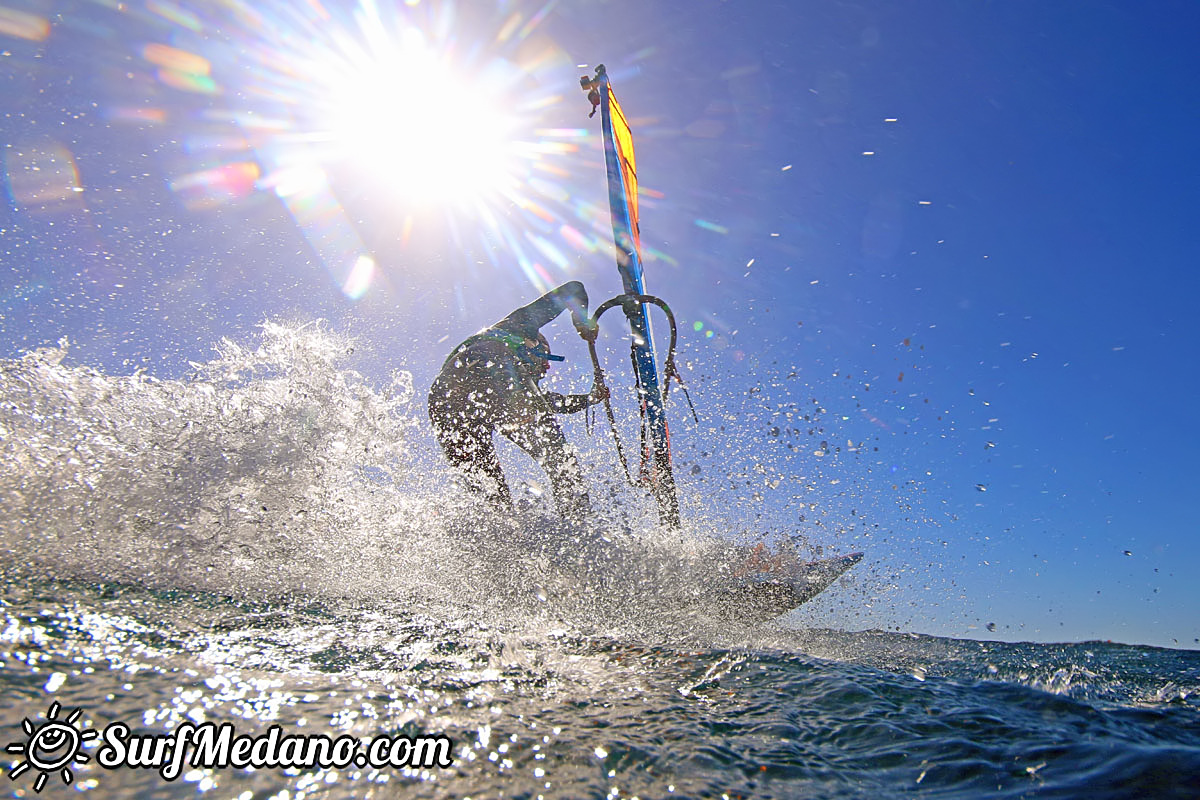 Wave windsurfing at El Cabezo in El Medano Tenerife 02-01-2018 Tenerife