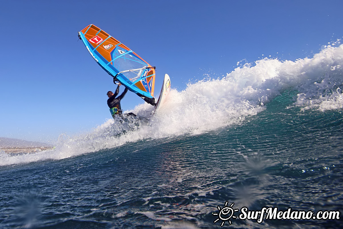 Wave windsurfing at El Cabezo in El Medano Tenerife 02-01-2018 Tenerife