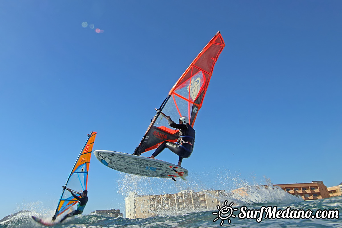 Wave windsurfing at El Cabezo in El Medano Tenerife 02-01-2018 Tenerife