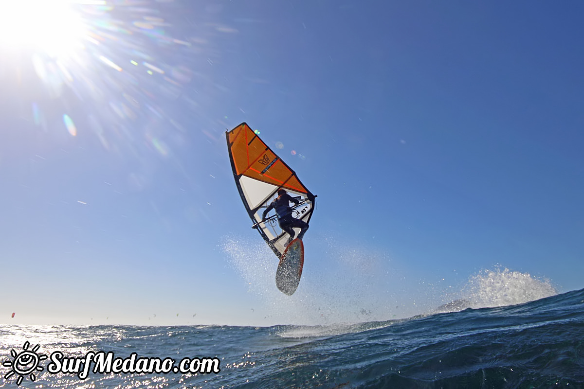 Wave windsurfing at El Cabezo in El Medano Tenerife 02-01-2018 Tenerife