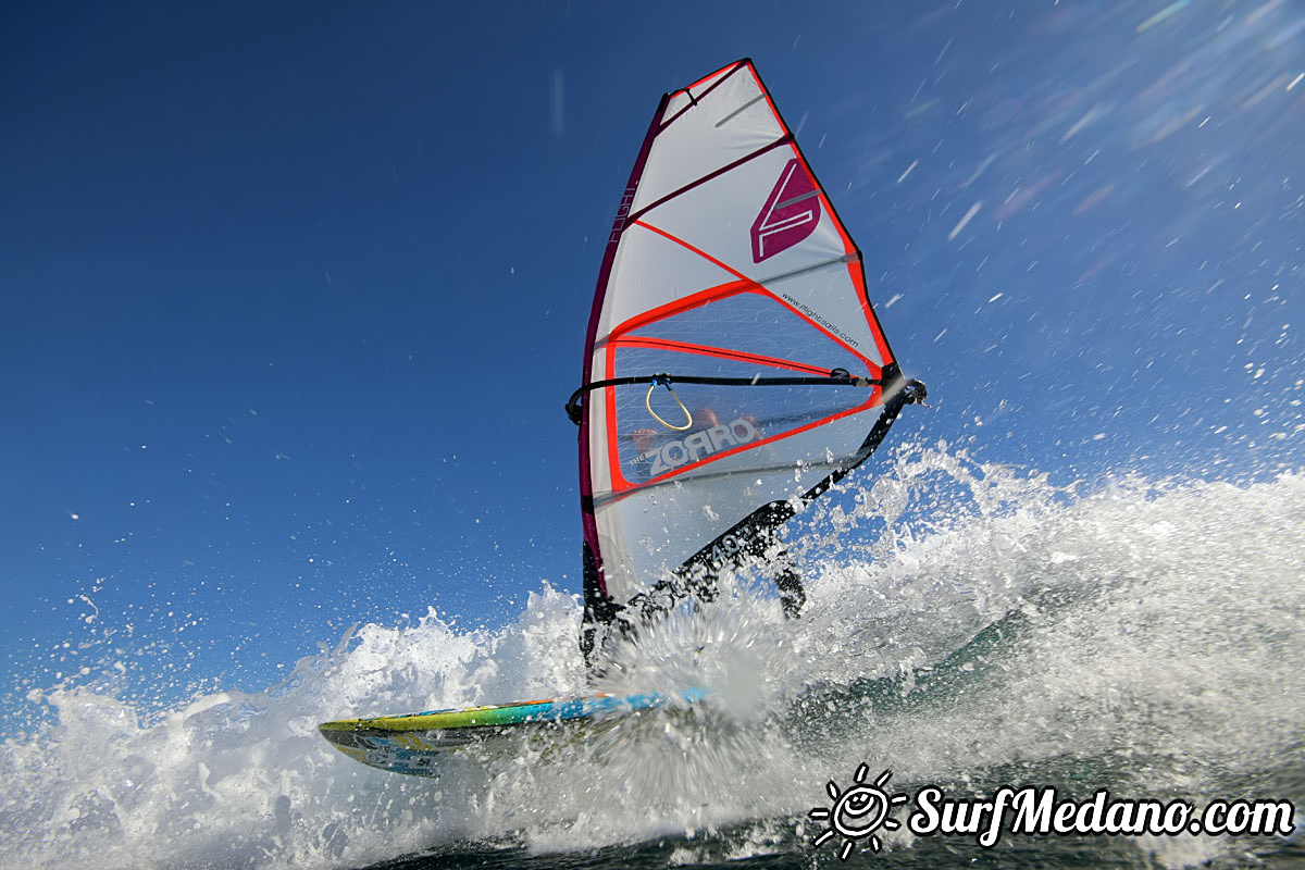 Wave windsurfing at El Cabezo in El Medano Tenerife 02-01-2018 Tenerife