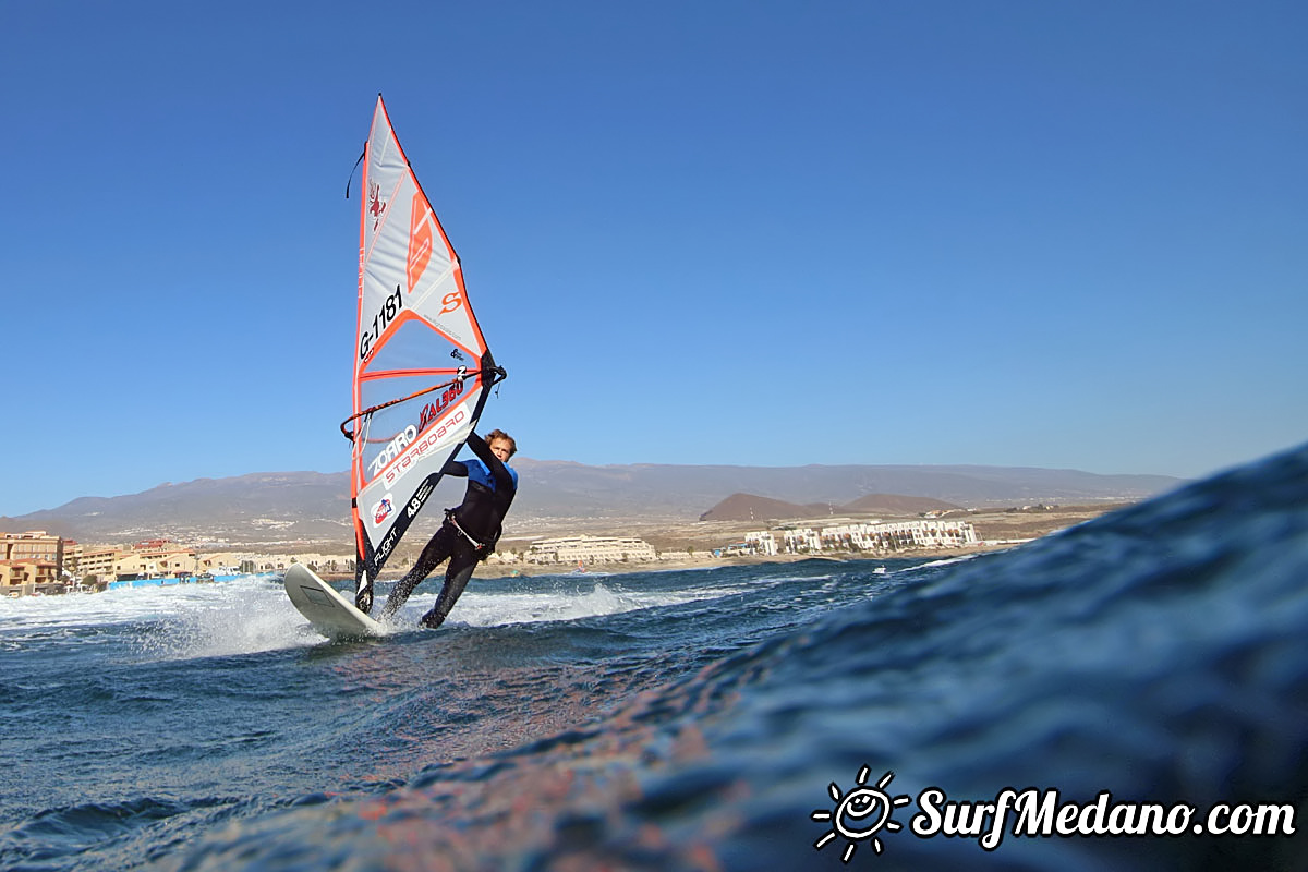 Wave windsurfing at El Cabezo in El Medano Tenerife 02-01-2018 Tenerife