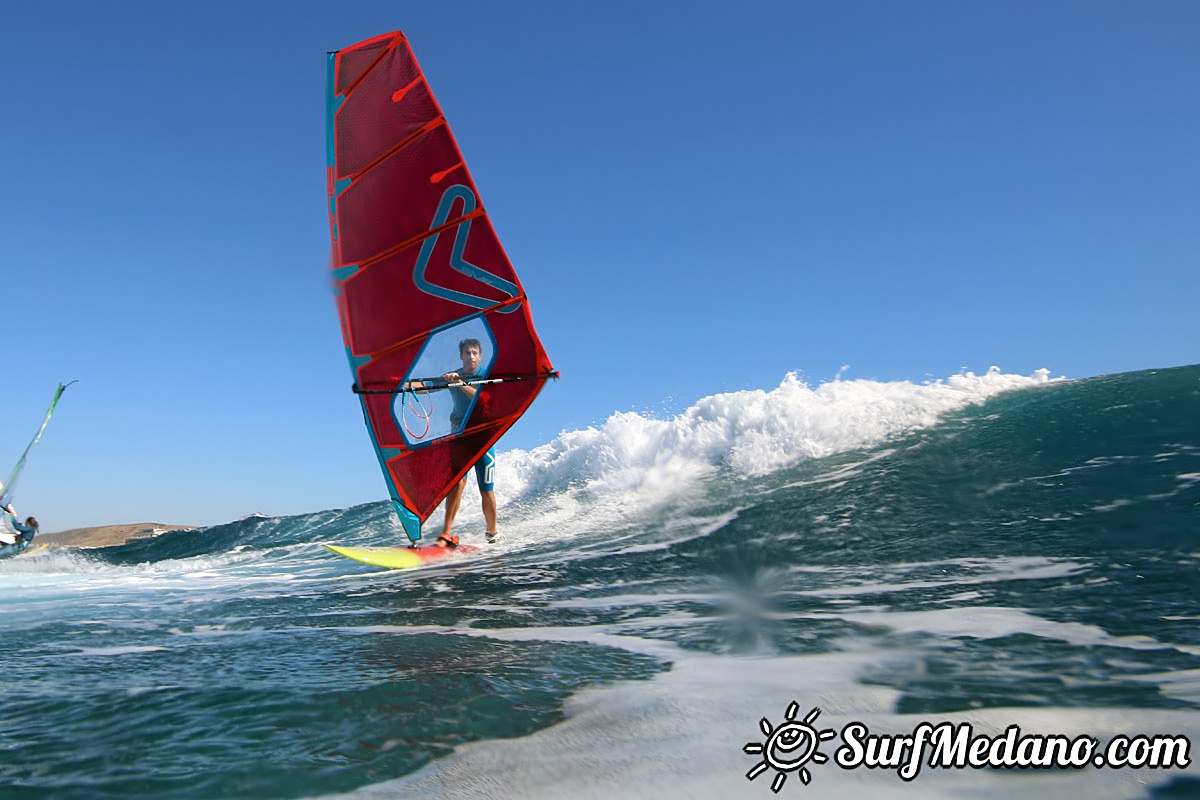 Wave windsurfing at El Cabezo in El Medano Tenerife 02-01-2018 Tenerife