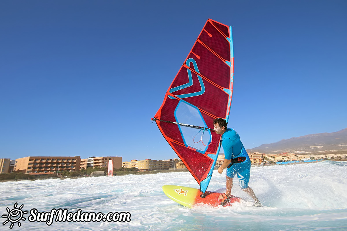 Wave windsurfing at El Cabezo in El Medano Tenerife 02-01-2018 Tenerife