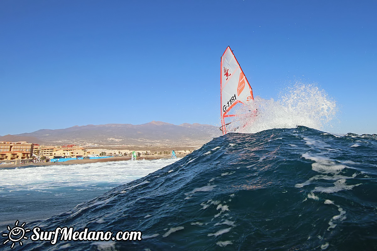 Wave windsurfing at El Cabezo in El Medano Tenerife 02-01-2018 Tenerife