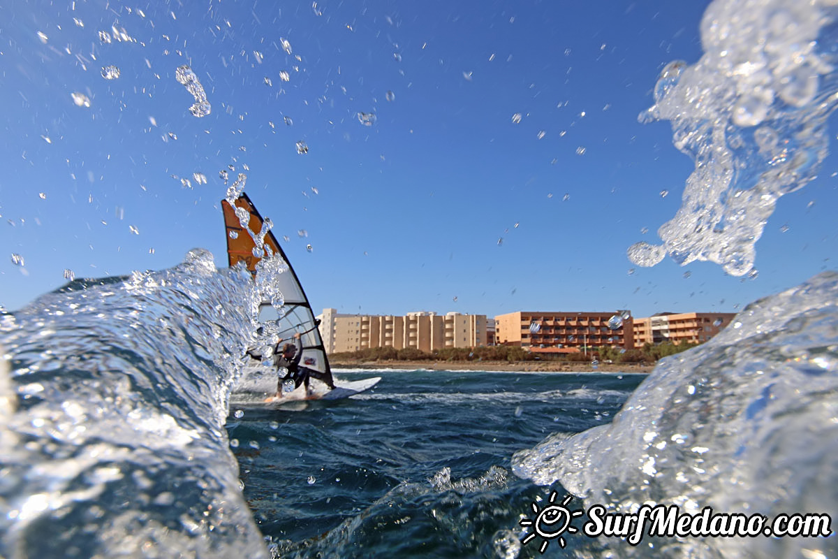 Wave windsurfing at El Cabezo in El Medano Tenerife 02-01-2018 Tenerife