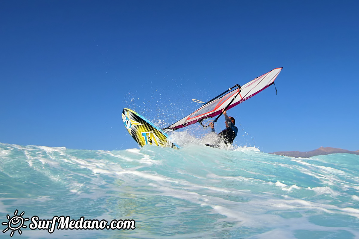 Wave windsurfing at El Cabezo in El Medano Tenerife 02-01-2018 Tenerife