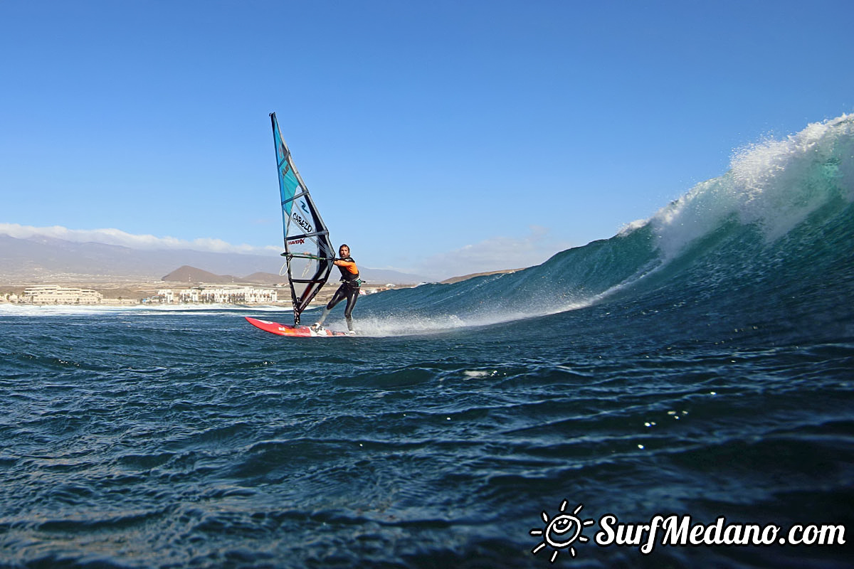 Wave windsurfing at El Cabezo in El Medano Tenerife 16-01-2018 Tenerife