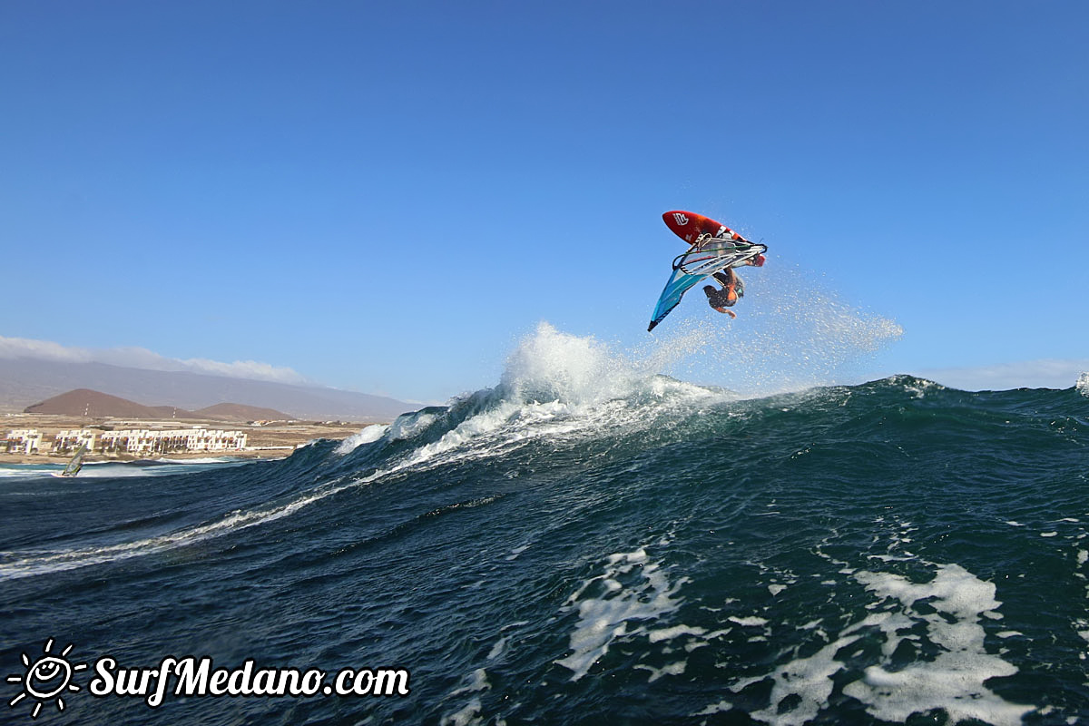 Wave windsurfing at El Cabezo in El Medano Tenerife 16-01-2018 Tenerife