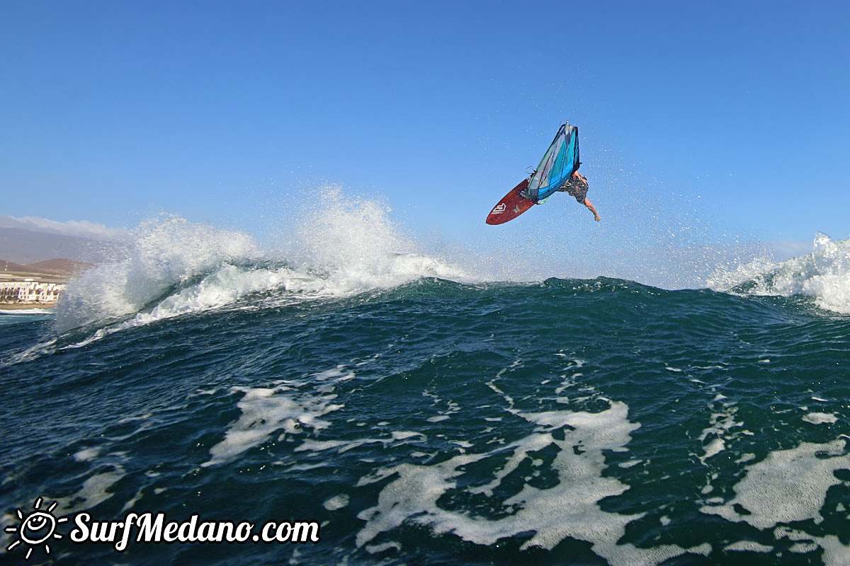 Wave windsurfing at El Cabezo in El Medano Tenerife 16-01-2018 Tenerife