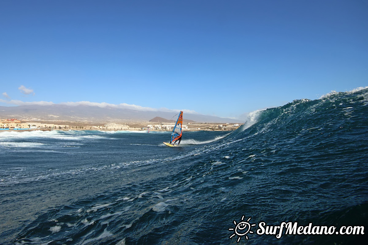 Wave windsurfing at El Cabezo in El Medano Tenerife 16-01-2018 Tenerife