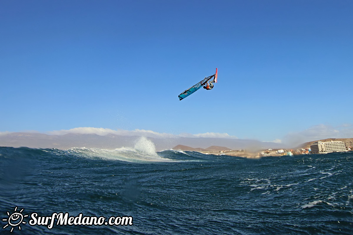 Wave windsurfing at El Cabezo in El Medano Tenerife 16-01-2018 Tenerife