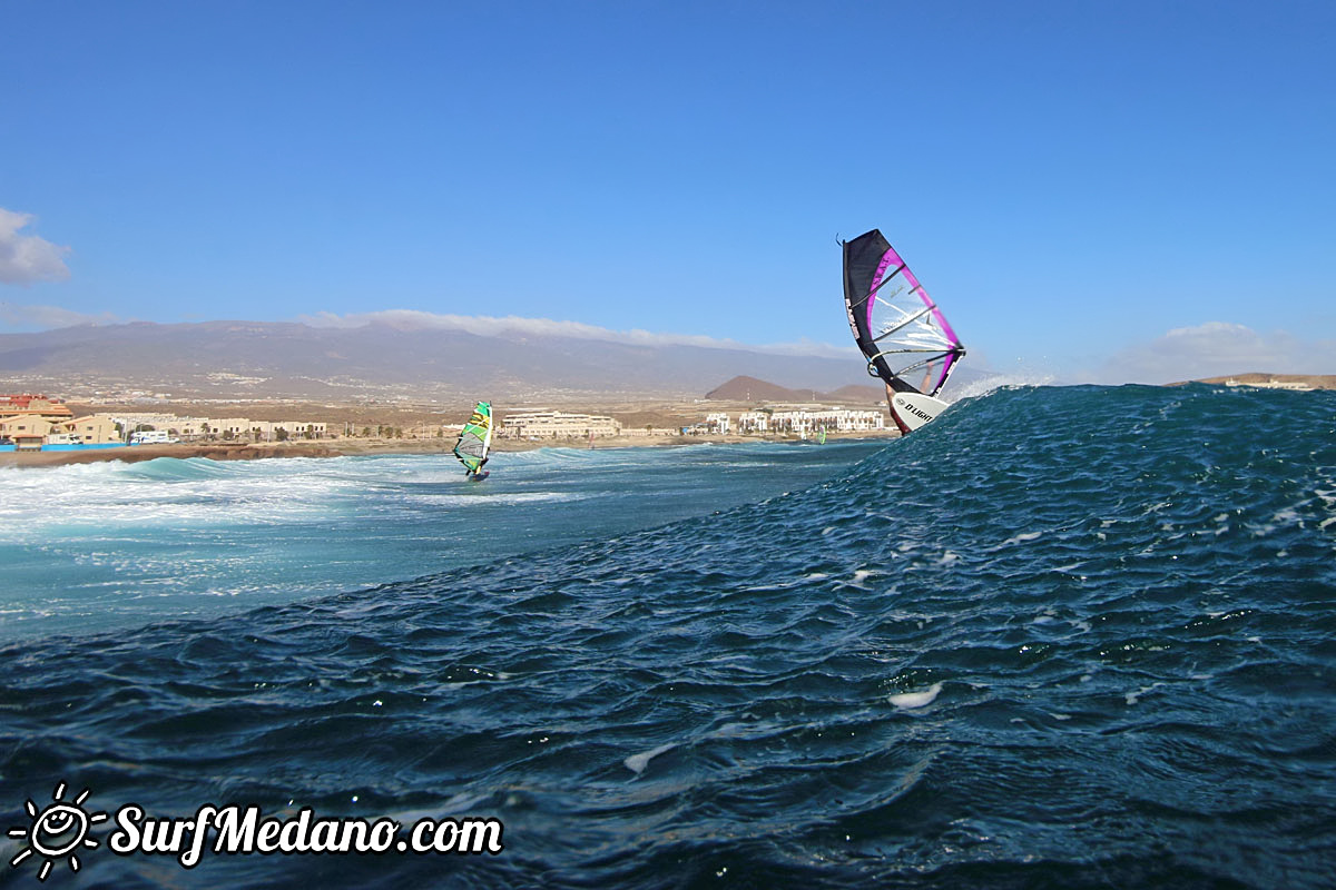 Wave windsurfing at El Cabezo in El Medano Tenerife 16-01-2018 Tenerife