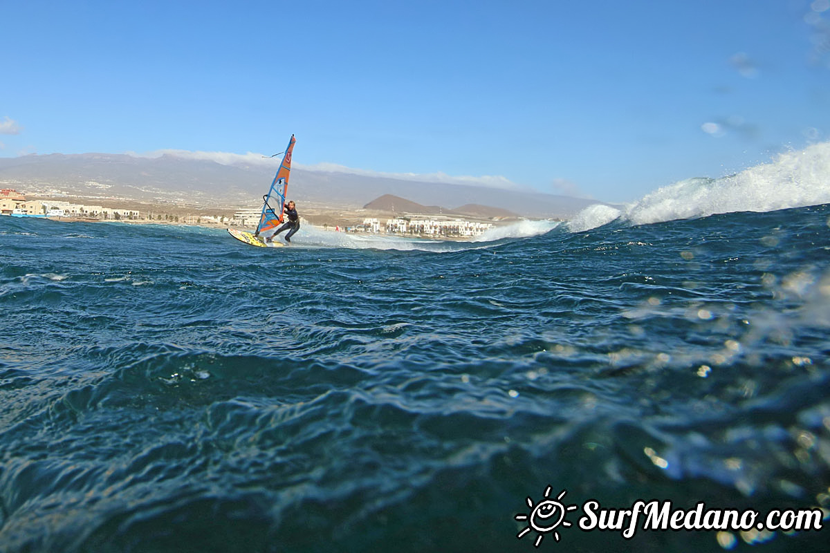 Wave windsurfing at El Cabezo in El Medano Tenerife 16-01-2018 Tenerife