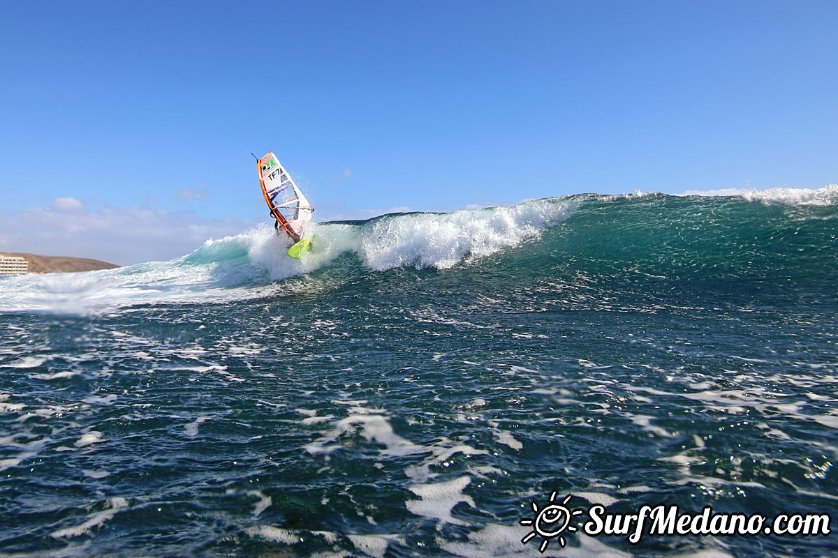 Wave windsurfing at El Cabezo in El Medano Tenerife 16-01-2018 Tenerife