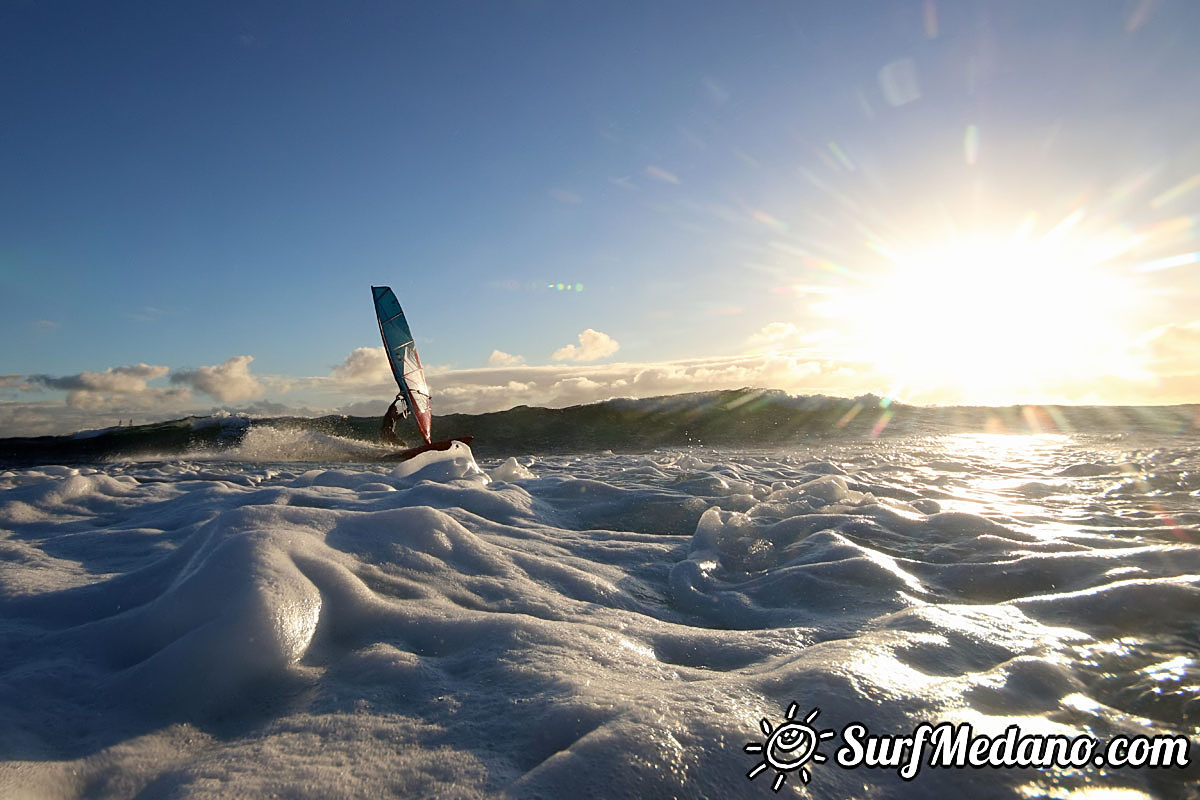 Sunrise windsurfing at Cabezo in El Medano Tenerife 26-01-2018 Tenerife