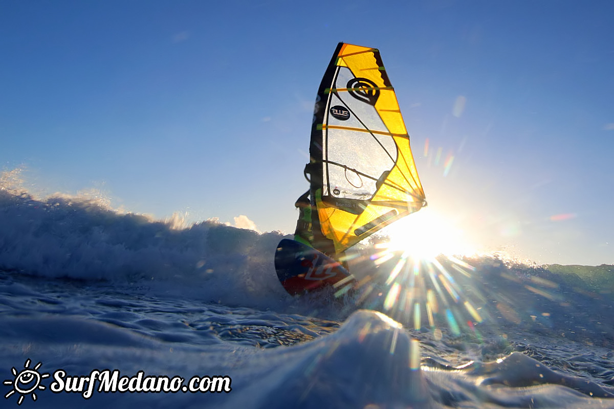 Sunrise windsurfing at Cabezo in El Medano Tenerife 26-01-2018 Tenerife