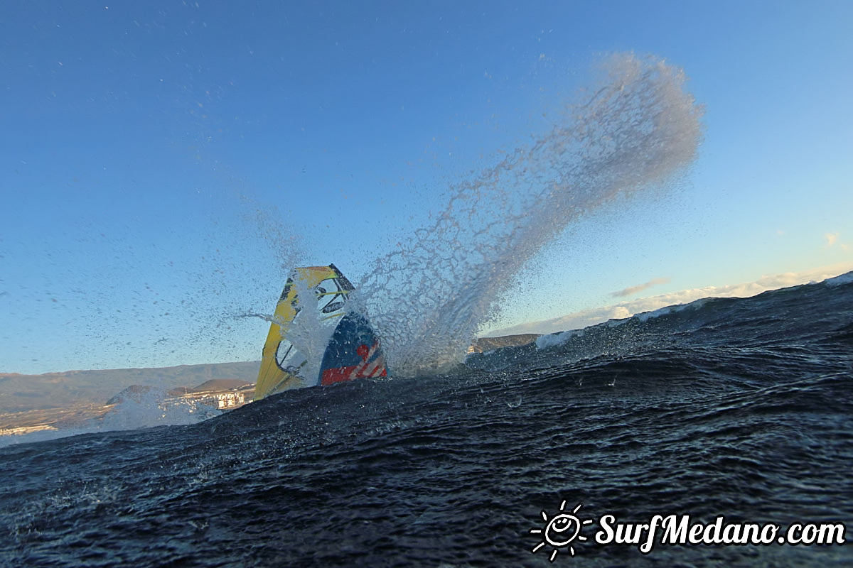 Sunrise windsurfing at Cabezo in El Medano Tenerife 26-01-2018 Tenerife