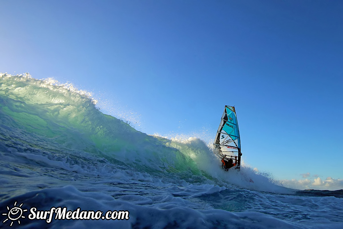 Sunrise windsurfing at Cabezo in El Medano Tenerife 26-01-2018 Tenerife