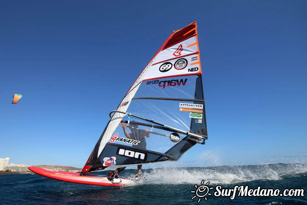 TWS Pro slalom windsurfing training in El Medano Tenerife 04-02-2018 Tenerife