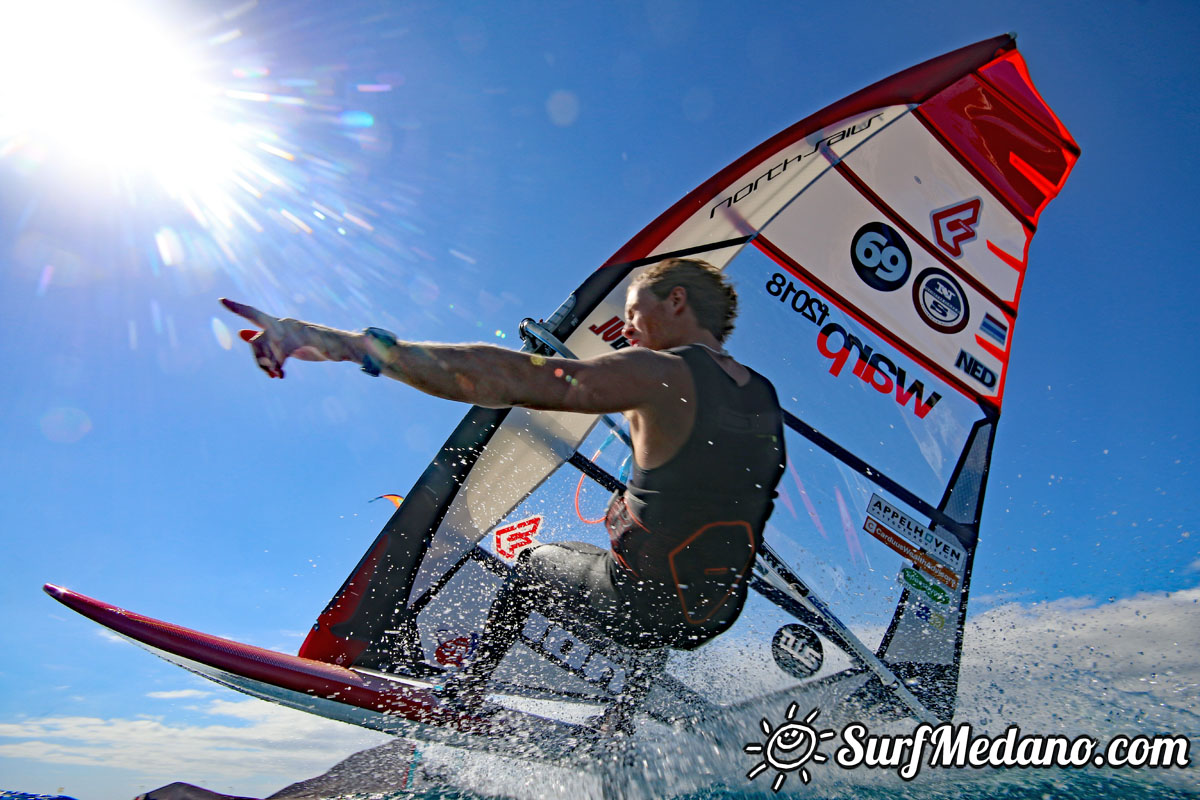 TWS Pro slalom windsurfing training in El Medano Tenerife 04-02-2018 Tenerife