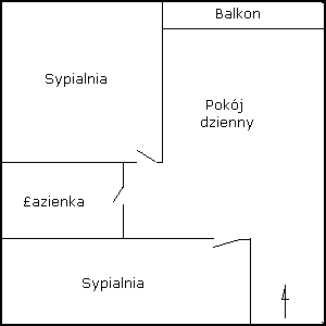 Plan pokoju 4 osobowego z azienk typu apartament